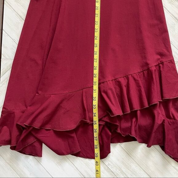 Burgundy Faux Wrap Midi Dress size Large - Picture 6 of 8